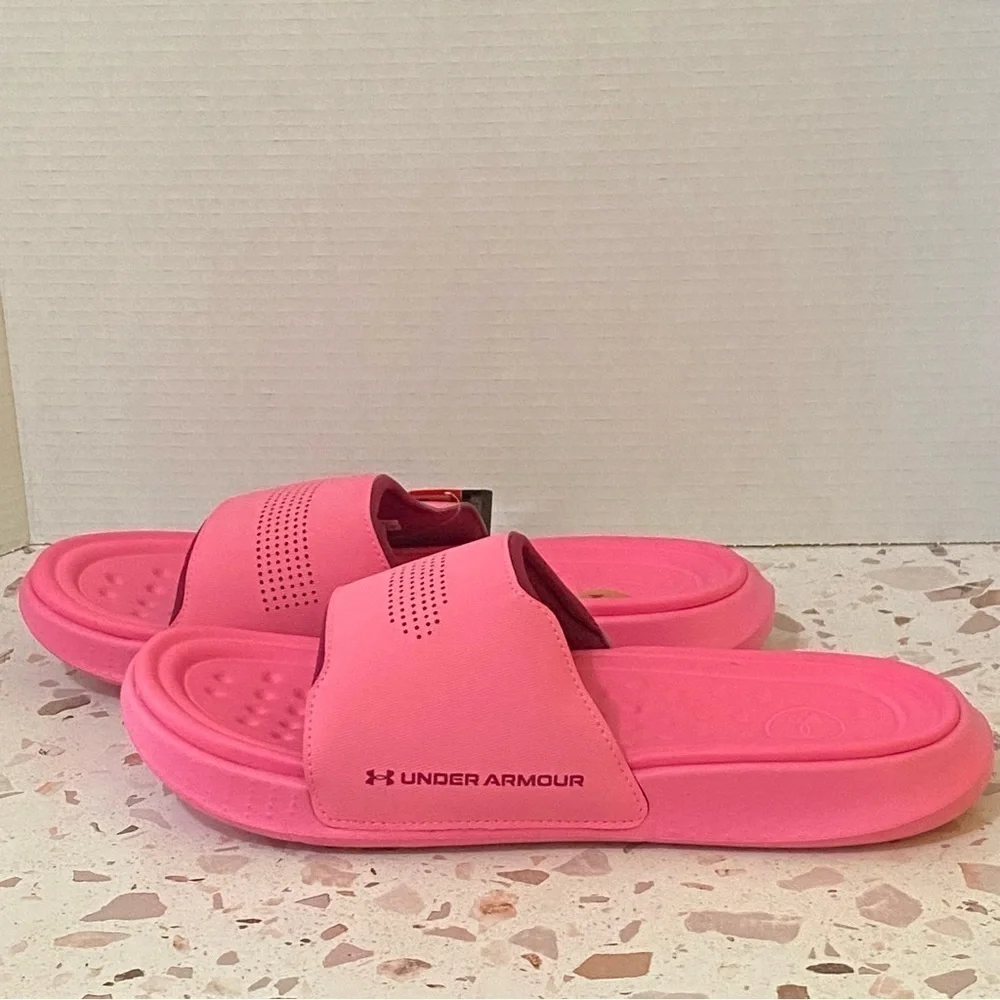 Under‎ Armour UA Unisex Size M12 W13.5 Ansa Elevate Slides Sandals in Pink